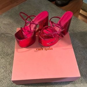 Cult Gaia Pink Platform Heels